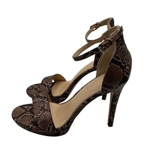 Michael by Michael Shannon Angelica Brown Snakeskin Ankle Strap Heels 10 132225